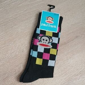 Paul Frank Men's Colorful Checkered Socks - Black, Pink Julius the Monkey Iconic